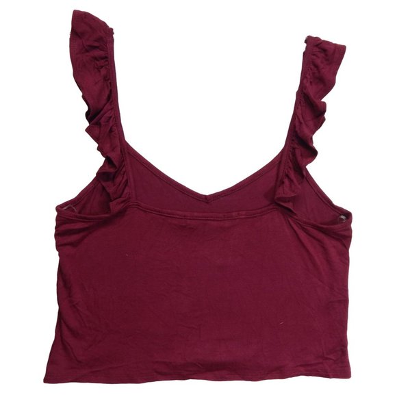 L.A Hearts Flutter Sleeve Crop Tank Top Womens Pacsun Burgundy Size M - Picture 2 of 8